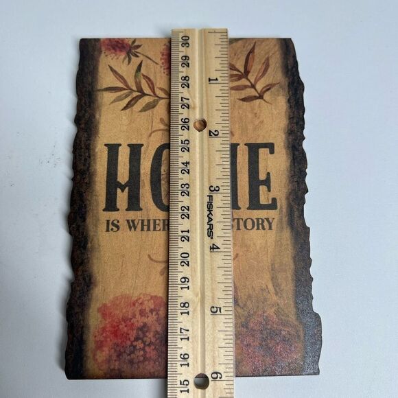 Lot of 2 Bark Edge - Home Story Begins - Wood Look Primitive Sign Country - Picture 4 of 7